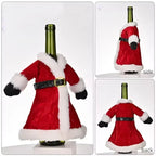 New Creative Christmas Wine Bottle Fashion Velvet Dress Wine Bottle Covers Sleeve Santa Snowman Xmas New Year Dinner Table Decor