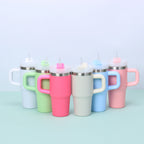 Mini 14oz Stainless Steel Tumbler Insulation Coffee Cup Water Bottle Mug With Straw In-Car Vacuum Flasks Mug For Holiday Gifts
