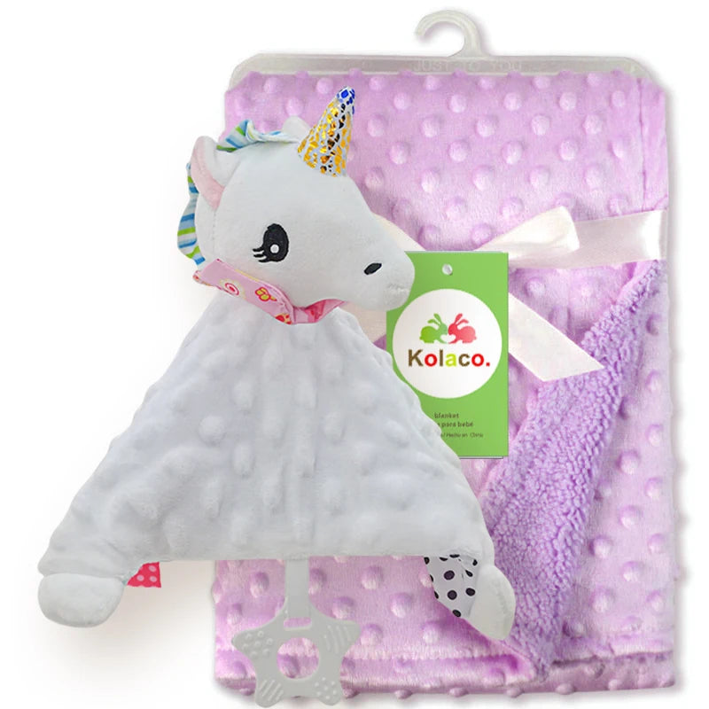 Personalized Newborn Baby Blanket with Name Custom Dot Minky Stroller Swaddle Set Security Towel Baby Shower Gift for Infant Boy