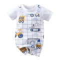 IURNXB Baby Romper Infant's Engineering Car Print Faux Two-piece Bodysuit Casual Short Sleeve Onesie Newborn Clothing 0-18M