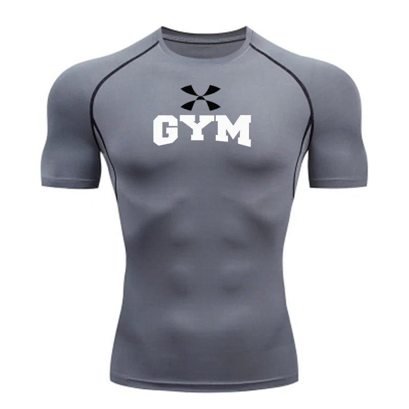 2026 Men Summer Sportswear Running T-shirt Compression T Shirt Elastic Quick Dry Sport Tops Tee Athletic Gym Workout Shirts