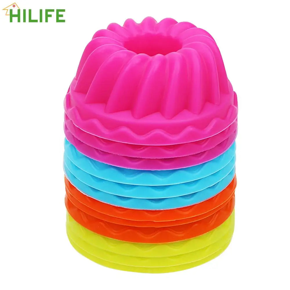 Silicone Pudding Cupcake Muffin Donut Mold Non-Stick Baking Jelly Mould 12pcs/set Thread Shape