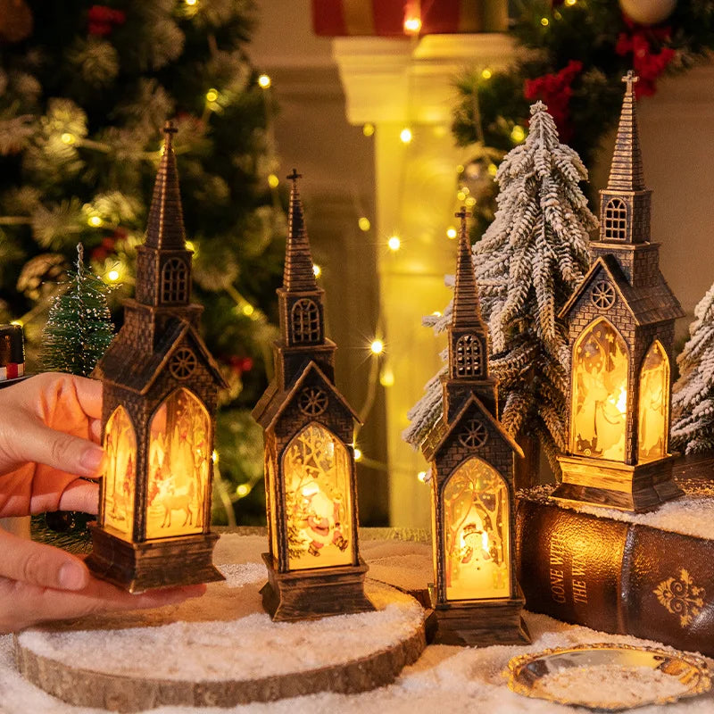 Christmas LED Night Light Santa Claus Snowman Fairy Light Lantern 2025 Christmas Home Table Decoration New Year Party Kids Gift