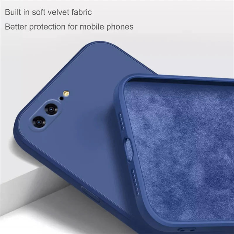 Original Silicone straight edge Case For iPhone 11 12 13 14 15 Pro XS Max XR X 8 7 Shockproof Funda Cover