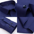 Spring Autumn Men Long Sleeve Shirts Business Casual Wrinkle Resistant Solid Color Formal Dress Slim Fit Work Social Shirt S-8XL