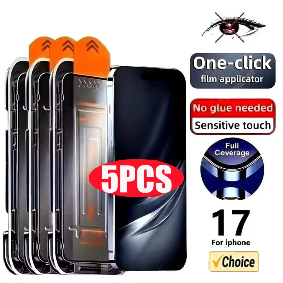 5PCS Privacy Screen Protector Dust Free Installation Protector for iPhone 17 Air 17 Pro Max 16 Pro Max 16Plus Anti-Spy Glass