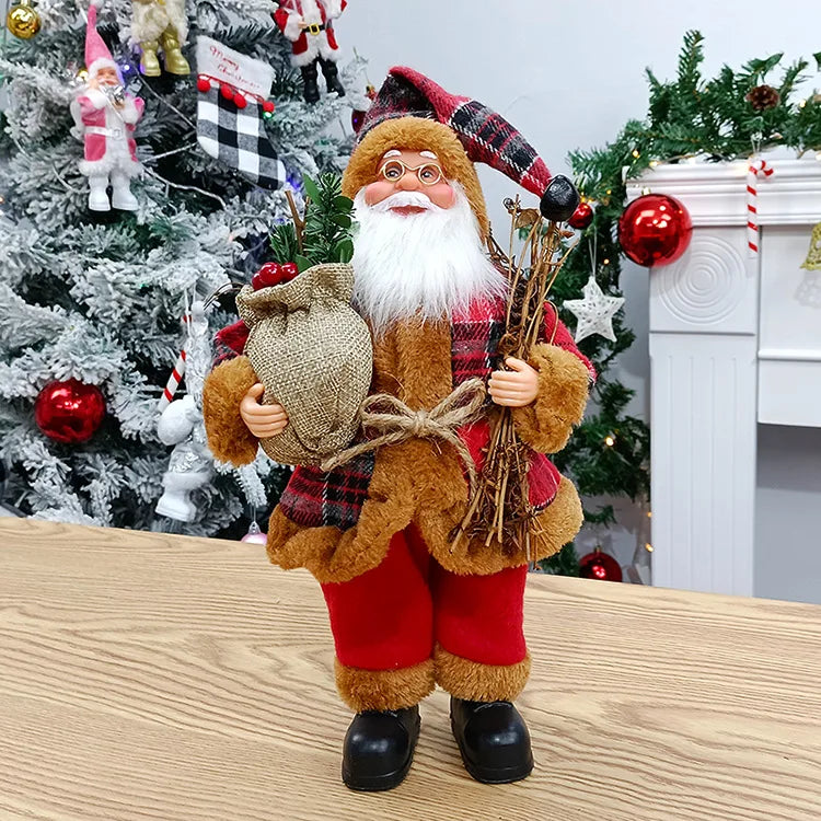 Christmas Theme Home Decorations Santa Claus doll Decoration Supplies 30 cm Standing Santa Claus