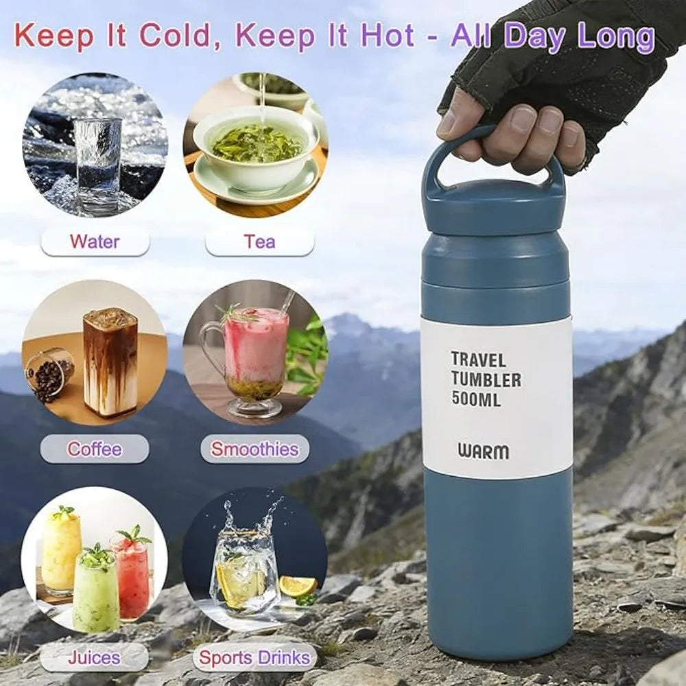 Travel Tumbler Thermos Mug 500ML Stainless Steel Double Wall Tea Coffee Vacuum Flask