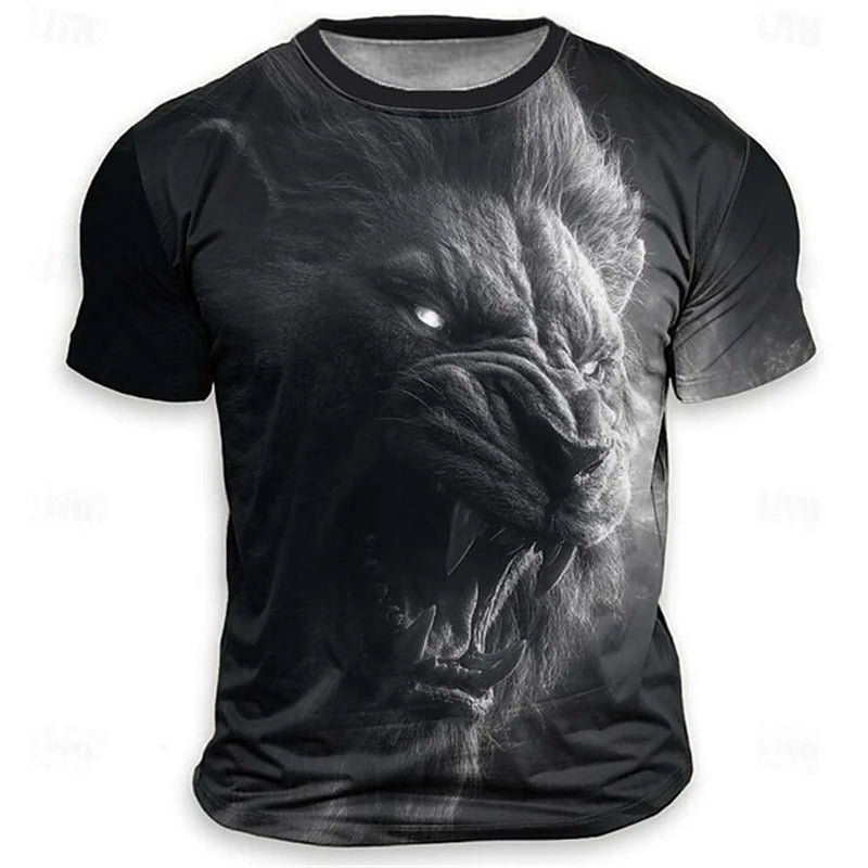 Funny 3D Tiger Print Men's T Shirt Hip Hop Trend Harajuku Streetwear Casual O-neck Loose Tops Summer Fashion Animal Pattern Tees
