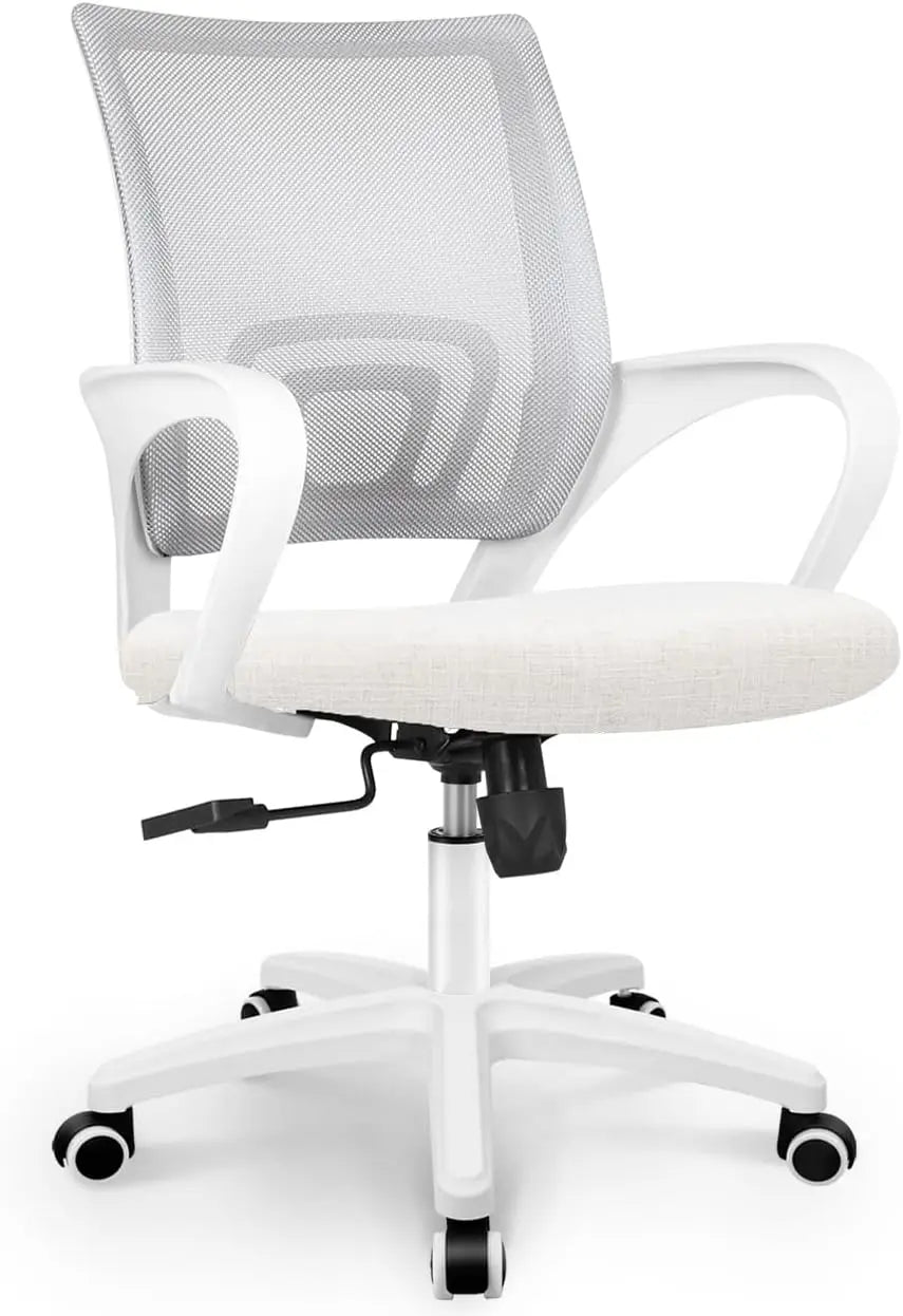 Black Mesh Gaming Office Chair Mid Back Lumbar Support Adjustable Height Swivel For Home Computer Desk Task