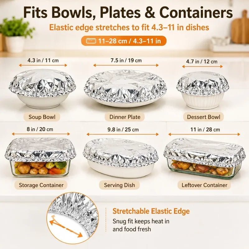 Aluminum Foil Film Food Cover Elastic Disposable Food Grade Covers Fresh-keep Lid Fruit Vegetable Insulation Storage Saran Wrap