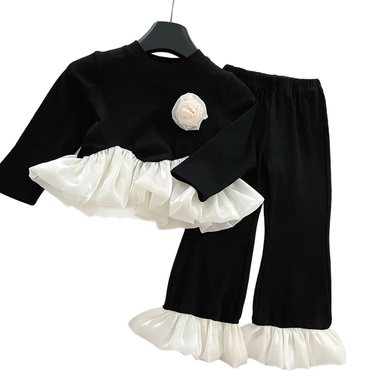 Children's Sets Girls' Autumn 2-Piece Set Long Sleeve Lace Blouse & Pants Stylish Outfit for Baby & Toddler Girls