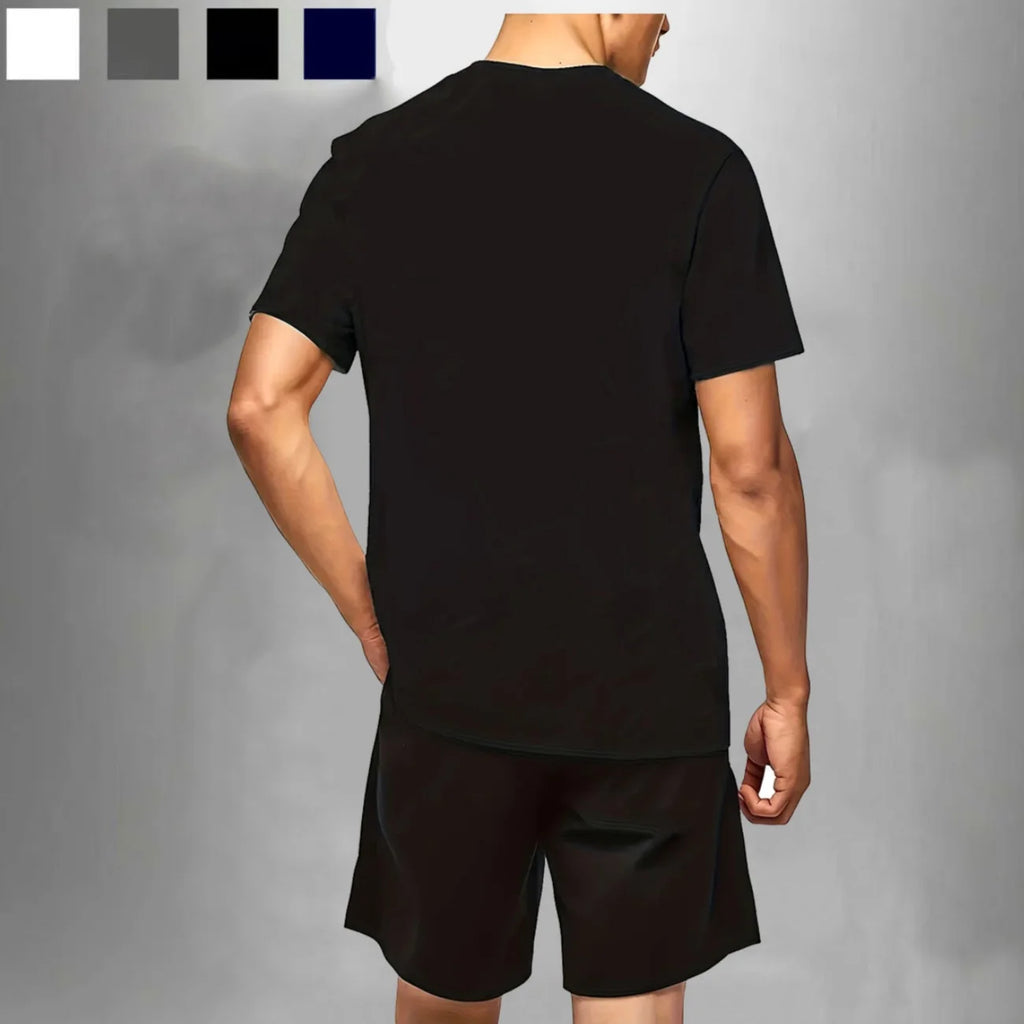 2026 Casual Sports 2-piece sets Solid colors Mesh Breathable short sleeved T-shirt+shorts Sets jogging Running Sets Man Summer