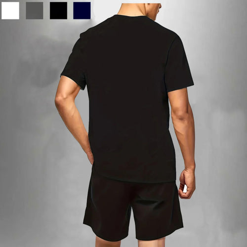 2026 Casual Sports 2-piece sets Solid colors Mesh Breathable short sleeved T-shirt+shorts Sets jogging Running Sets Man Summer
