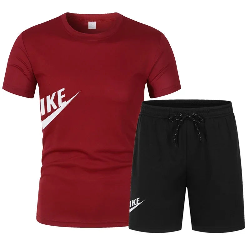 Men's summer T-shirt and shorts set, men's breathable sportswear set, casual and fashionable short-sleeved T-shirt set