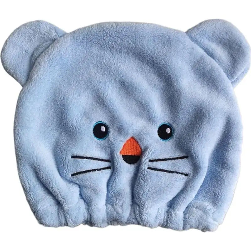 Cute Cartoon Bear Soft Absorbent Dry Hair Cap for Kids Coral Fleece Microfiber Hair Drying Towel Head Wrap for Children Kids