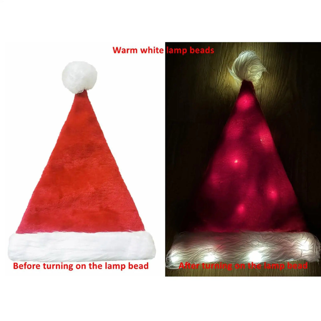 Christmas Hat Merry Christmas LED Light Hat New Year Ligthed Hat Red Santa Claus Hat for Kids Adult Xmas Gift Christmas decor