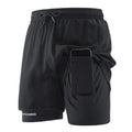 Men's Double Layer Fitness Shorts Men Fitness Gym Training 2 in 1 Sports Shorts Quick Dry Workout Jogging Double Deck Summer