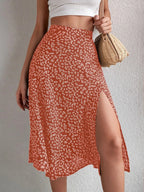 2023 Summer New European and American Floral Half Skirt  Cross border Foreign Trade Split A-line Wrap Hip Mid Waist Long S