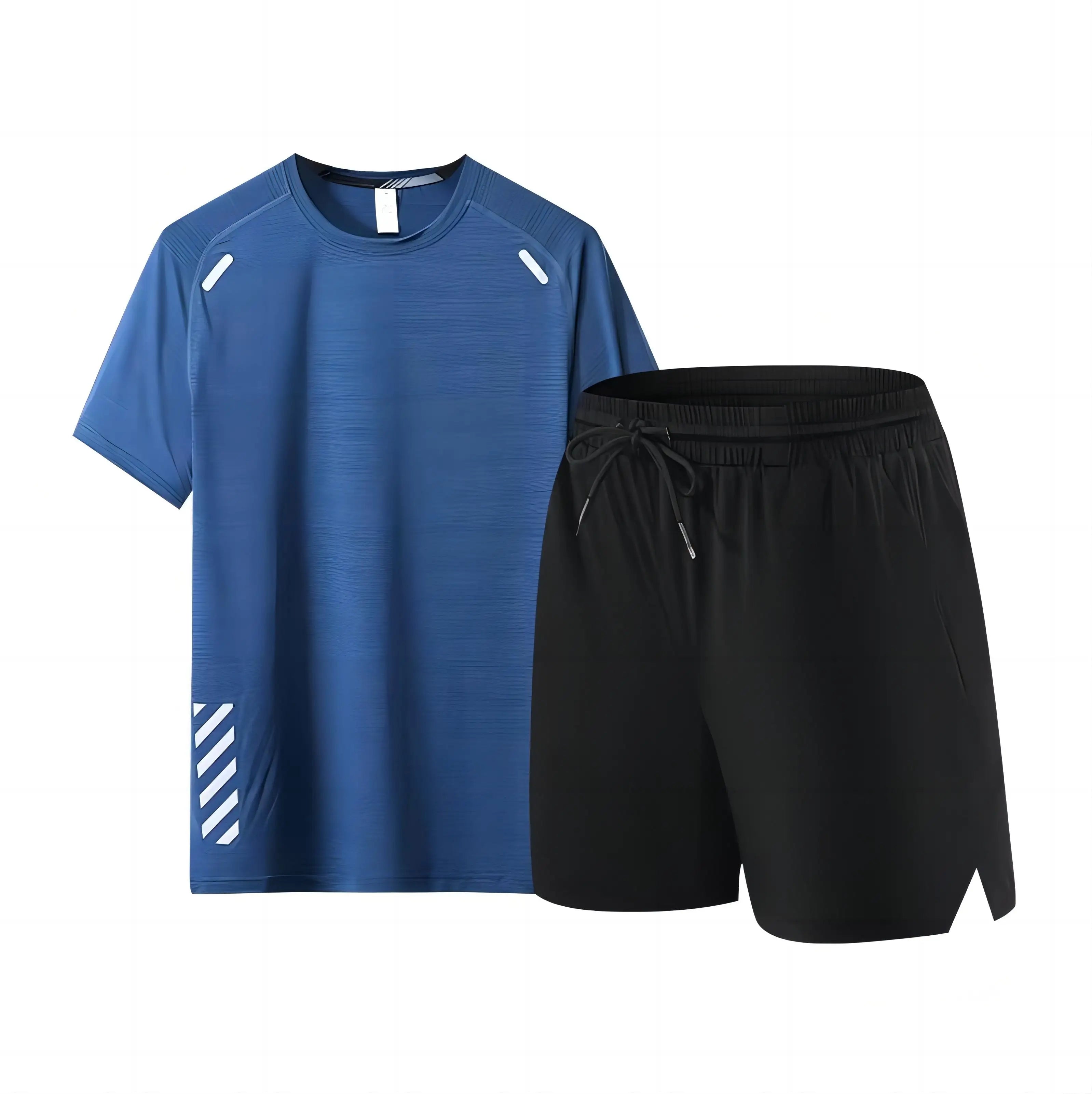 Summer Men's Sportswear Short Sleeve T-shirt Custom Printed LOGO Top Shorts Two-piece Round Neck Fitness Gym Running Suit Men