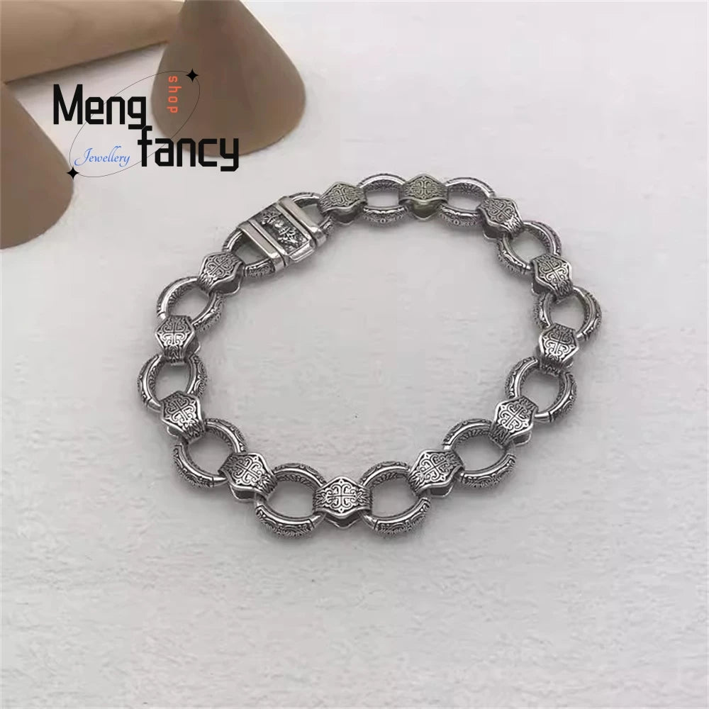 New Bracelet Is Exquisitely Carved With A Vajra Clasp, Featuring A Unique Retro, Powerful, Fashionable And High-End Look Luxury