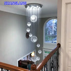 Crystal Ball Led Ceiling Chandelier Modern Pendant Lights Design Large Suspension Luminaire Luxury Hanging Lamp For Living Room