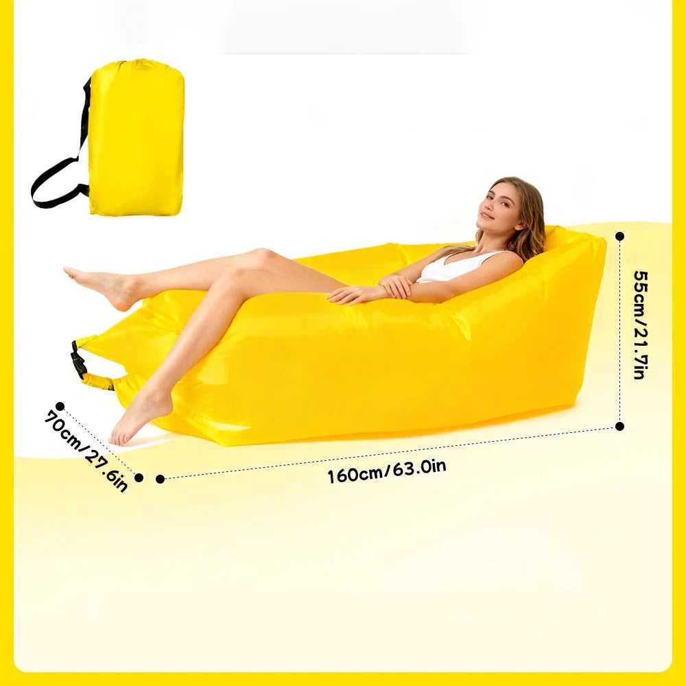 Portable Multicolor Inflatable Lazy Sofa, Fold‑Up Air Sofa Bed for Outdoor Beach Camping Single Size Relax Lounger