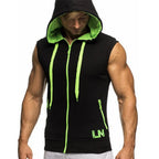 Men's Tank Top Summer Men's Clothing Casual Solid Sleeveless Tank Tops Hooded Zipper Men's Vest Bodybuilding Sportswear M-XXXL