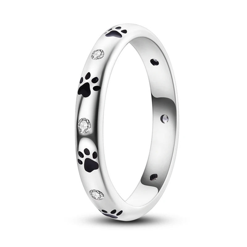 Original 925 Silver Sparkling Zircon Ring Stackable Classic Shine Stone Round Rings For Women Wedding Anniversary Jewelry Gift