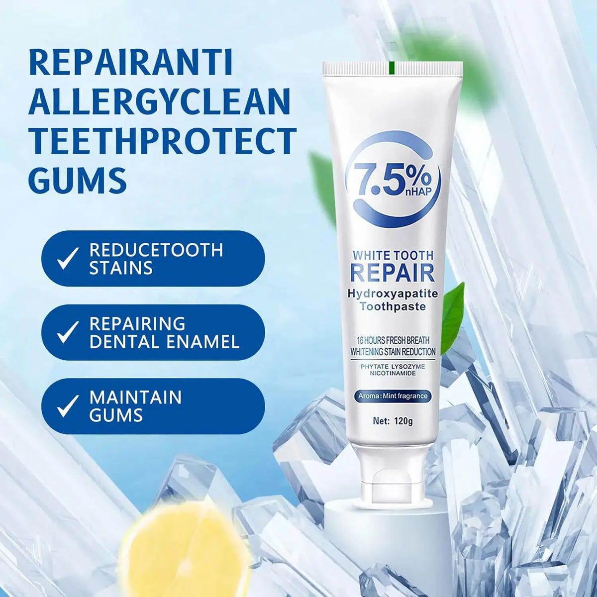 1/2/3Pcs Hydroxyapatite Toothpaste for Advanced Enamel Protection Tooth Strengthening Fresh Breath Deep Cleaning Care Toothpaste
