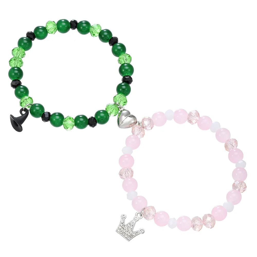 Elphaba Glinda Friendship Matching Bracelets-Crown Witch Hat Matching Bracelets-BFF Couples Accessories Gifts for Dress Decor