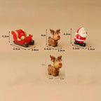 4pcs Santa Claus Sled Resin Small Ornaments Home Decoration Dolls Office Desktop DIY Model Accessories Children's Christmas Gift