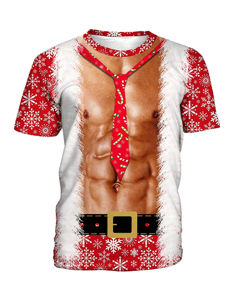 Fashion 3D Merry Christmas Printed T Shirt Happy Santa Claus Xmas Christmas Trees Graphic Tee Shirts Kid Funny Short Sleeves Top