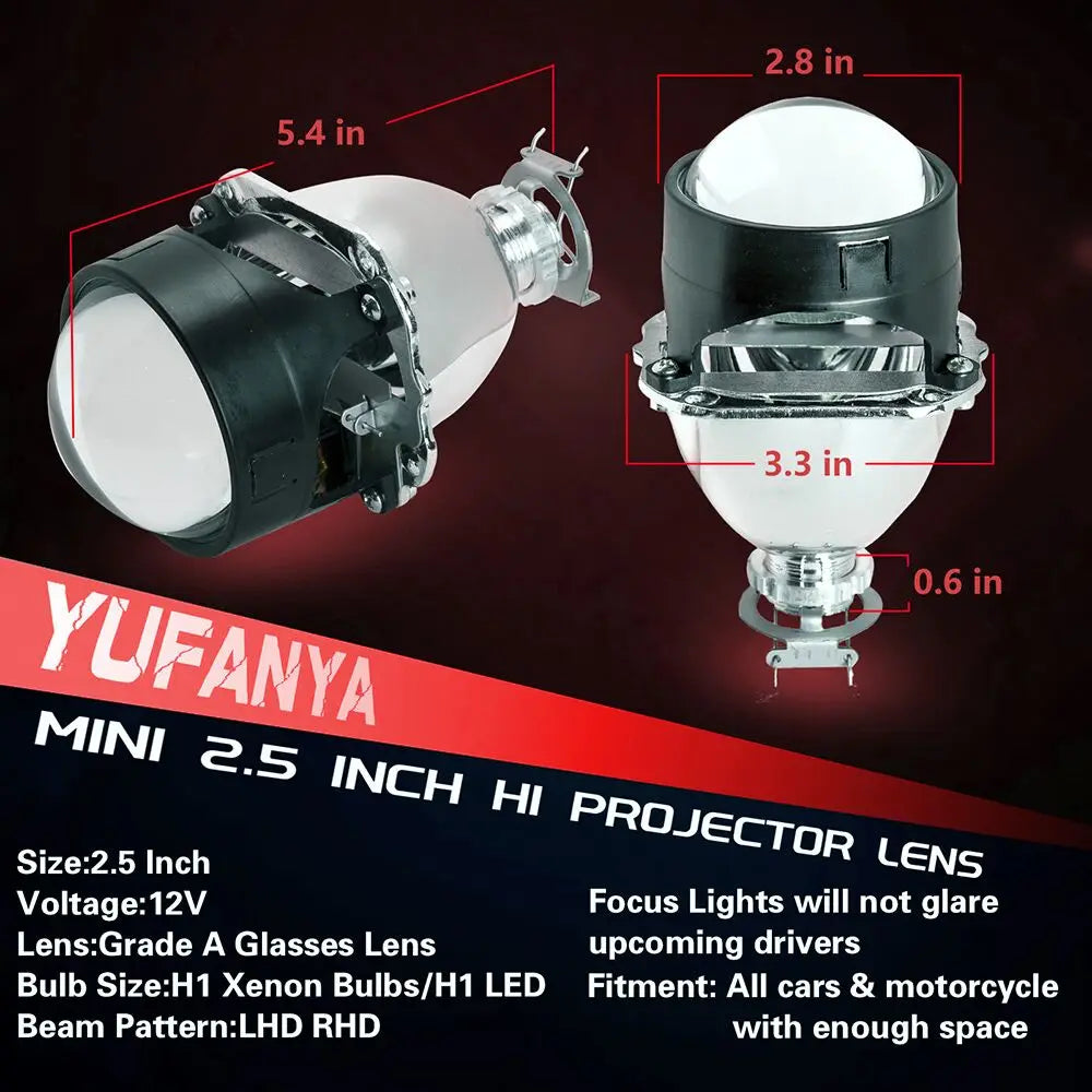 2.5 Inch 8.0 Bi Xenon Projector Lens With DRL LED Angel Eyes Shrouds Car Assembly Kit For Car Headlight H1 H4 H7 Model