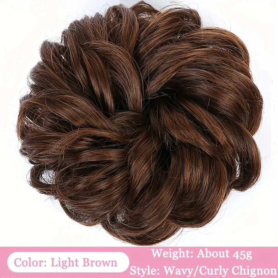 OLACA Synthetic Hair Bun Bands Blonde Black Messy Curly Chignon Donut Updo Scrunchies Fake Hair Pieces For Women Hair Extensions