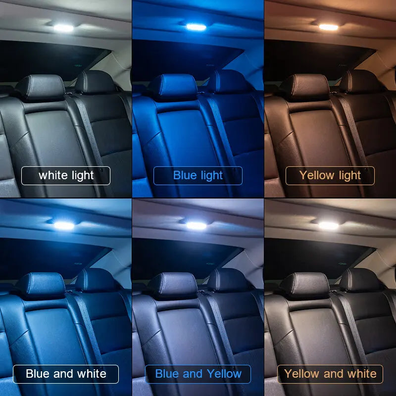 Car LED Lights Interior USB Rechargeable Car Atmosphere Reading Light With 6 Colors Cycling Tail Lights Car Interior LED Night