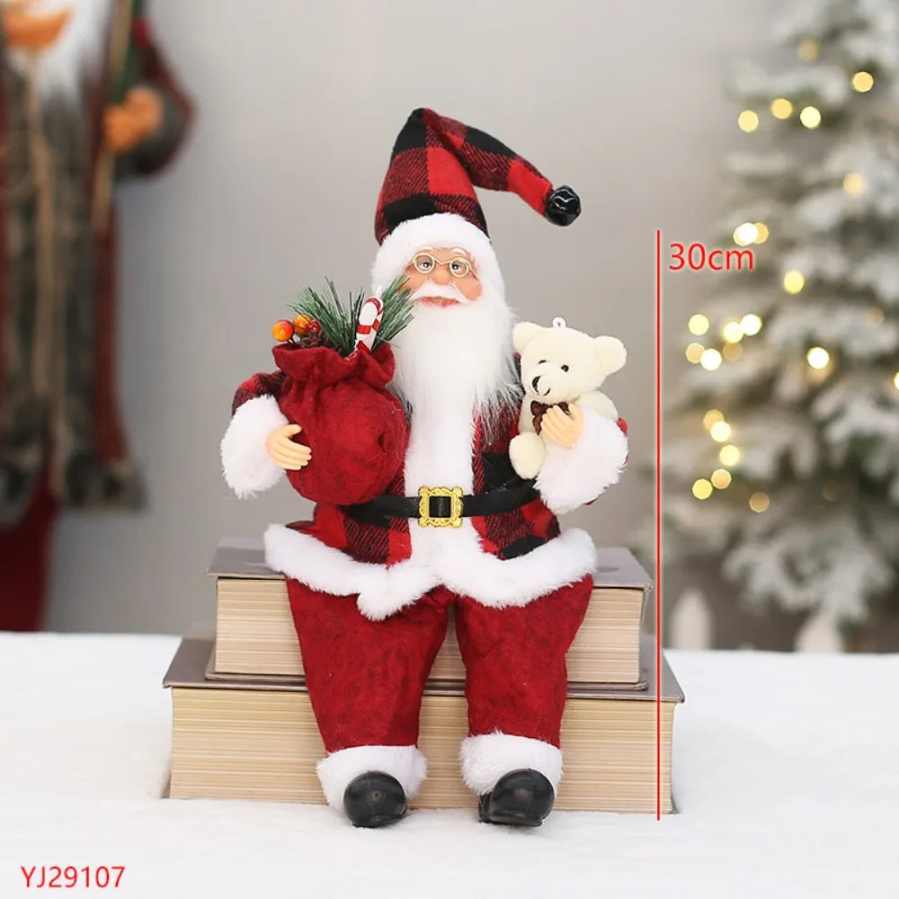 Christmas Decorations 30cm Sitting Santa Claus Gift Window Display Ornament