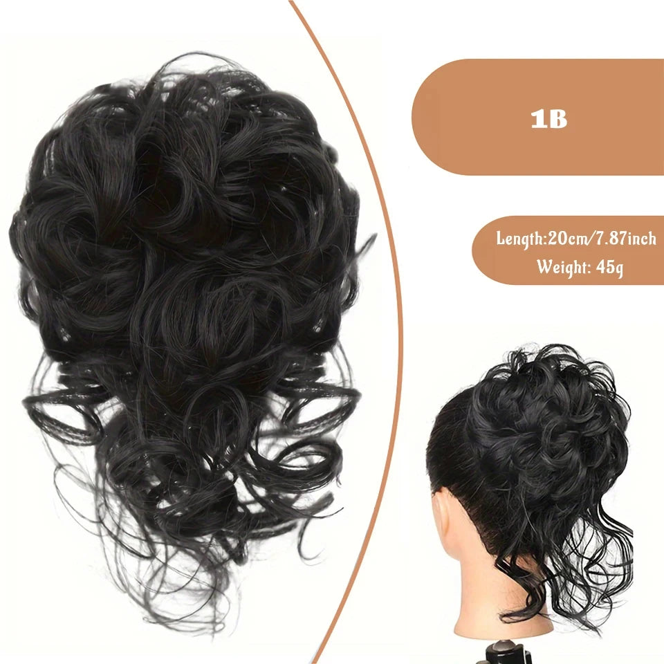 OLACA Synthetic Hair Bun Bands Blonde Black Messy Curly Chignon Donut Updo Scrunchies Fake Hair Pieces For Women Hair Extensions