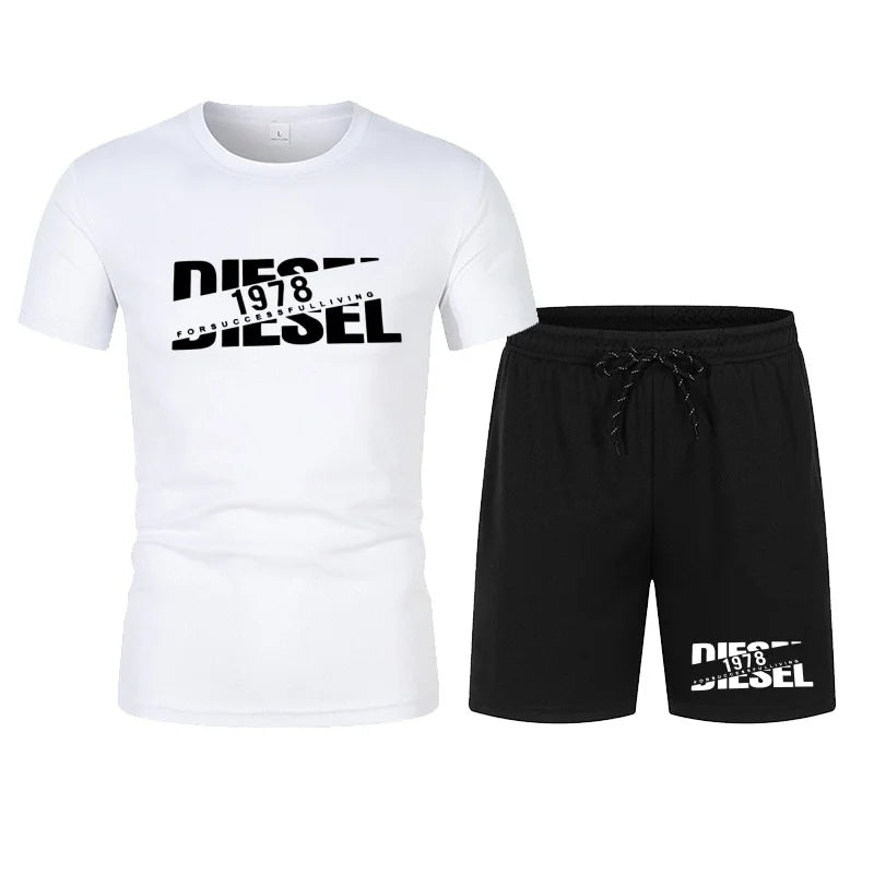 Men's two-piece sports suit round neck T-shirt and pants, basketball running sportswear 2026 summer new item