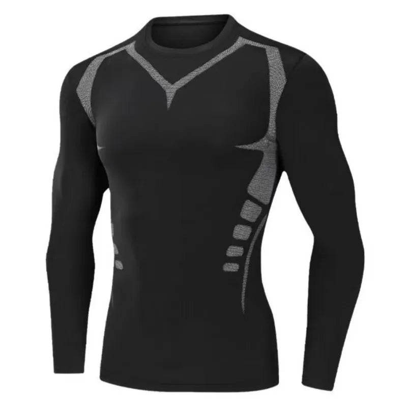 1/3 piece set of men's tight fitting sportswear, long sleeved fitness running top, cool and fast drying sports base shirt