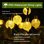 LED Solar String Lights Outdoor 60 Leds Waterproof Crystal Globe Lights with 8 Modes Garden Light for Patio Party Tree Decor