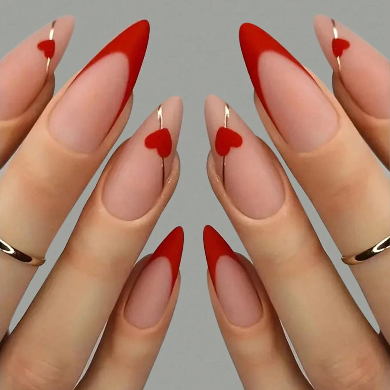 ARTAUG 24PCS Medium Stiletto Pink Press On Nails Full Cover Fake Nail Set Press On Nails Love Design handmade Press On Nails