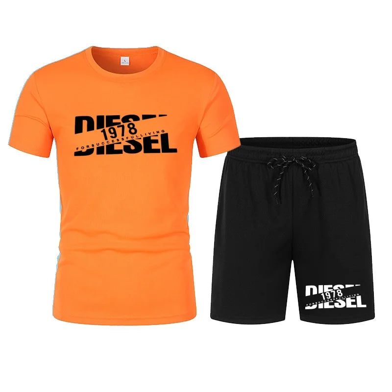 Men's two-piece sports suit round neck T-shirt and pants, basketball running sportswear 2026 summer new item