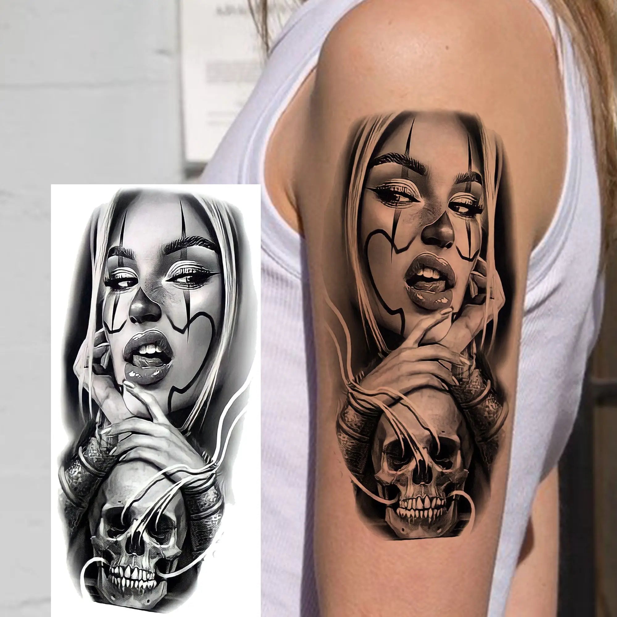 1 Sheet Joker Bad Guy Gangster Temporary Tattoos For Men Women Realistic Fake Tattoos Waterproof Long Lasting Arm Tatoo Stickers