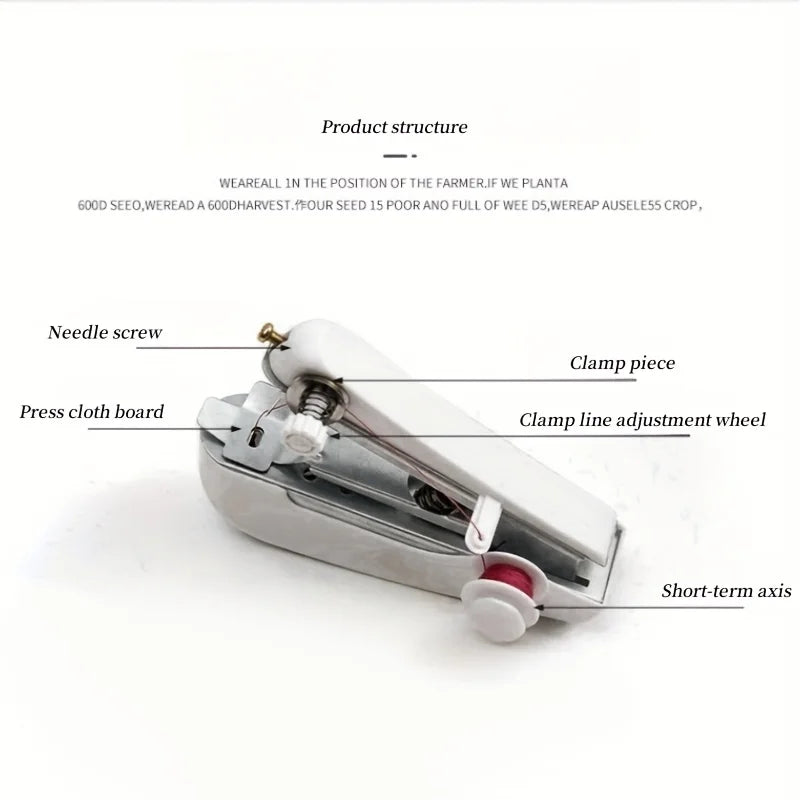 1 Mini Handheld Sewing Machine + 12 Random‑Color Thread Spools, Portable Easy‑Use Manual Sewing Tool for Home