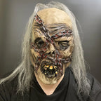 Scary Zombie Latex Mask with Chains & Hair Realistic Horror Corpse Mask Adult Unisex Halloween Cosplay Costume Props for Masquer