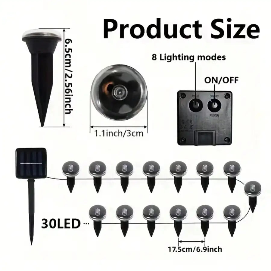 30 LED Outdoor Solar Ground Lights Warm White,Solar Garden Lights Outdoor,8 Modes Auto On/Off IP54 Waterproof ,Solar Lights Outdoor Decorative Landscape LED For Garden Patio Lawn Yard Backyard