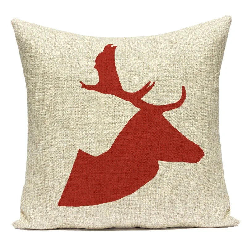 Merry Christmas Cute Cartoon Decorative Pillows Case Santa Christmas Tree Deer Snowman Polyester Cushion Cover For Bed Room