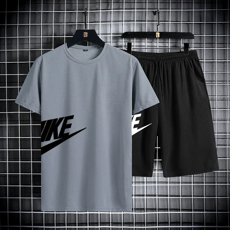 2026 New Fashion Casual Trend Men's Sportswear Set - Short-sleeved T-shirt and Summer Outdoor Sports Shorts Set, Running Set, Tw