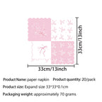 Pink Bow Tie Disposable Tableware Birthday Party Supplies Festival Tableware Pink Pattern Plate Mat Disposable Paper Cups Knive